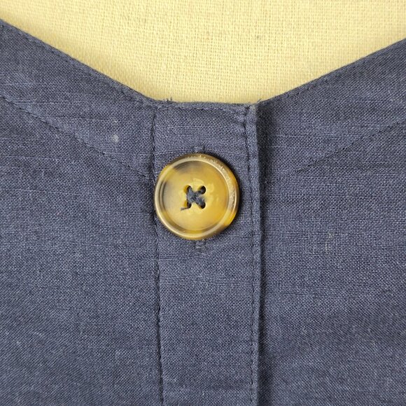 Abercrombie & Fitch Size Medium 100% Cotton Navy Blue Button Front Tank Dress - Picture 4 of 13